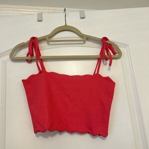 Zara Bright Pink Scalloped Crop Top size small